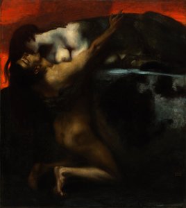 قبلة أبو الهول - Peinture de Franz Ritter von Stuck (1863-1928) - 1895 - زيت على قماش - 160x144،8 - Szepmuveszeti Muzeum ، بودابست بواسطة فرانز فون ستاك