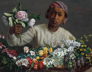 امرأة شابة مع الفاونيا ، 1870.