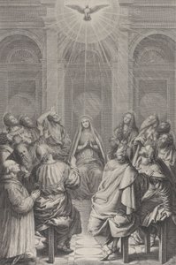عيد العنصرة ، مع الرسل والعذراء جالسين في دائرة ، الروح القدس أب ... ، 1729-40. بواسطة فريديريك هورتيميلز