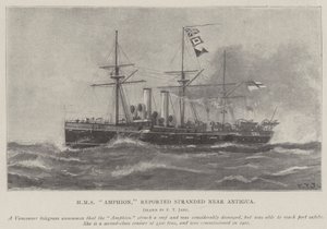 HMS Amphion ، الذي تقطعت به السبل بالقرب من أنتيغوا بواسطة فريد ت. جين