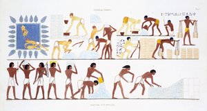 صنع الطوب ، من سجل نادر للوحات الجدارية من طيبة ، سجل 1819-1822 في زيارته الثانية لمصر بواسطة فريدريك كايود (1787-1869) ، لون ليثو