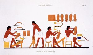 سجل عمال الجلود من سجل نادر للوحات الجدارية من طيبة ، 1819-1822 في زيارته الثانية لمصر بواسطة فريدريك كايود (1787-1869) ، لون ليثو