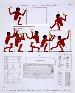 الحجارة في العمل ، من سجل نادر من اللوحات الجدارية من طيبة ، سجلت 1819-1822 في زيارته الثانية لمصر بواسطة فريدريك كايود (1787-1869) ، لون ليثو