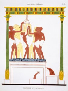 داس العنب ، من سجل نادر من اللوحات الجدارية من طيبة ، سجل 1819-1822 في زيارته الثانية لمصر بواسطة فريدريك كايود (1787-1869) ، لون ليثو