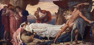 هرقل يتصارع مع الموت من أجل جسم Alcestis (لون ليثو)