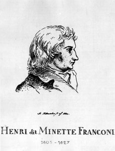 السيرك: Eau forte by Frédéric Hillemacher ، صورة هنري فرانكوني ، في Minette Franconi (1805-1827) - في "The Franconi Circus".
