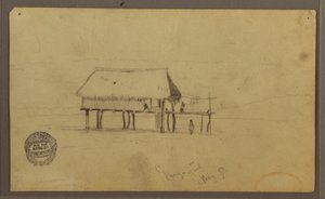 رسم، كوخ على البريد، غواياكيل، الإكوادور، مايو 1857 بواسطة كنيسة فريدريك إدوين