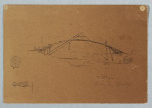 رسم، جسر من الخيزران في بوغا، كولومبيا، وفتاة تحمل جرة، كارتاغو، كولومبيا، يوليو 1853 بواسطة كنيسة فريدريك إدوين
