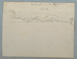 رسم، منظر طبيعي لجبال أمريكا الجنوبية المغطاة بالغيوم بجانب خليج، الجزء 2؟، 1853، ربما مايو 1853 بواسطة كنيسة فريدريك إدوين