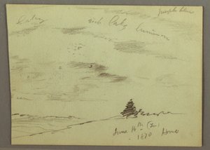 رسم، سماء ملبدة بالغيوم، جانب تل، 1870 بواسطة كنيسة فريدريك إدوين