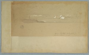رسم، سماء ملبدة بالغيوم فوق تلال وأشجار، ربما عام 1857 بواسطة كنيسة فريدريك إدوين