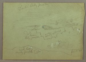 رسم، سماء ملبدة بالغيوم فوق التلال، ربما عام 1871 بواسطة كنيسة فريدريك إدوين