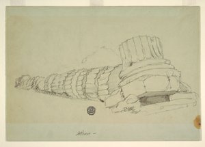 رسم، العمود الساقط من معبد زيوس الأولمبي، أثينا، أبريل 1869 بواسطة كنيسة فريدريك إدوين