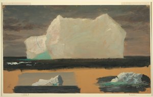 رسم، جبال جليدية عائمة بالقرب من تويلينجيت، نيوفاوندلاند، 4 يوليو 1859 بواسطة كنيسة فريدريك إدوين