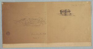 رسم، بوابة ومنظر جزئي لمدينة غواراندا، الإكوادور، 3 يونيو 1857 بواسطة كنيسة فريدريك إدوين