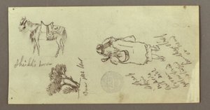 رسم، حصان وشكل من الخلف وأشجار، ربما عام 1868 بواسطة كنيسة فريدريك إدوين