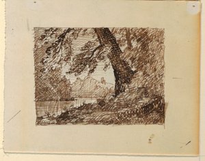 رسم، منظر طبيعي نهري تخيلي، حوالي 1870-1873 بواسطة كنيسة فريدريك إدوين