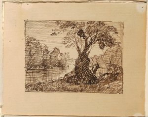 رسم، منظر طبيعي نهري تخيلي، حوالي 1870-1873 بواسطة كنيسة فريدريك إدوين