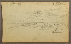 رسم، منظر طبيعي؛ في الخلفية: قارب، رسومات نباتية، 1857 بواسطة كنيسة فريدريك إدوين