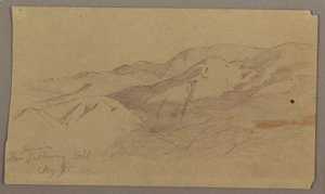 رسم، منظر طبيعي من مزرعة جاليواي هيل، جامايكا، جزر الهند الغربية، أغسطس 1865 بواسطة كنيسة فريدريك إدوين