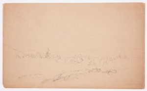 رسم، "جبل كاتاهدين من الغرب" [النظر غربًا باتجاه جبل كاتاهدين]، أغسطس 1852 بواسطة كنيسة فريدريك إدوين