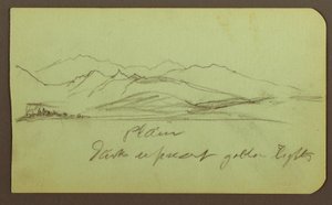 رسم، منظر طبيعي جبلي؛ في الخلفية: منظر طبيعي جبلي، شكل، 1883 بواسطة كنيسة فريدريك إدوين