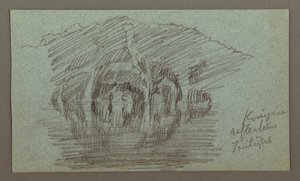 رسم، جبل وانعكاسه على البحيرة، ربما عام 1868 بواسطة كنيسة فريدريك إدوين
