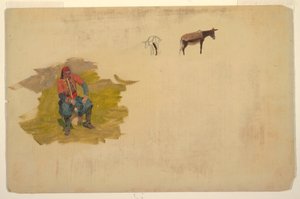 رسم، الشرق الأدنى، رجل؛ حمار، 1868-1869 بواسطة كنيسة فريدريك إدوين