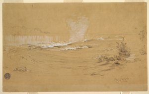 رسم، نياجرا الشلالات الكندية وجزيرة الماعز، أكتوبر 1856 بواسطة كنيسة فريدريك إدوين