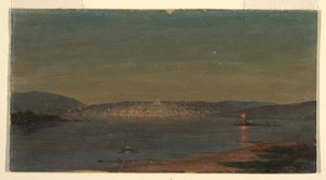 رسم، منظر ليلي لميناء بحري، ربما 1868-1869 بواسطة كنيسة فريدريك إدوين