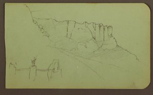 رسم، حائط صخري، عمود؛ الوجه الخلفي: منظر طبيعي جبلي، أشكال، 1883 بواسطة كنيسة فريدريك إدوين