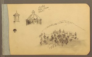 رسم، برج، قبة، قبة، رأس، تلال، 1889 بواسطة كنيسة فريدريك إدوين