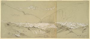 رسم، نهر آليتش الجليدي العلوي مع فوشورن العظيم، 1868 بواسطة كنيسة فريدريك إدوين