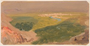 رسم، منظر باتجاه دمشق، سوريا، 24 أبريل - 16 مايو، 1868 بواسطة كنيسة فريدريك إدوين