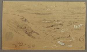 رسم، منظر عبر وادي العربة، 20 فبراير، ربما عام 1868 بواسطة كنيسة فريدريك إدوين