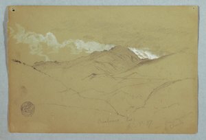 رسم، منظر من الشرق لجبل تشيمبورازو، الإكوادور، 3 يونيو 1857 بواسطة كنيسة فريدريك إدوين