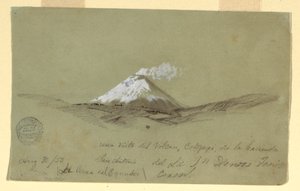 رسم، منظر لكوتاباكسي من هاسيندا سان أنطونيو، الإكوادور، 30 أغسطس 1853 بواسطة كنيسة فريدريك إدوين