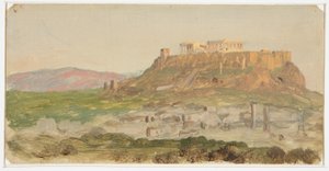 رسم، منظر للأكروبوليس من الجنوب، أثينا، أبريل 1869 بواسطة كنيسة فريدريك إدوين