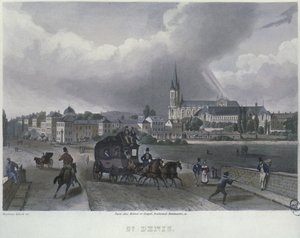 مدينة سانت دينيس ، منقوشة بواسطة فريدريك مارتينز (1809-75) 1832 (نقش الألوان)