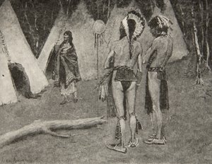 وعشيقاتها ، المرفوضون ، ... رجال وسيمون بالطلاء والريش ، من أغنية Hiawatha بقلم هنري وادزورث لونغفيلو (1807-82) ، حانة. بقلم جورج جي. هاراب أوند كومباني ليمتد ، 1911 بواسطة فريدريك ريمنجتون