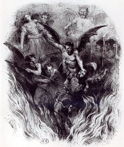 رسم توضيحي لمجموع أوركسترا "La Damnation de Faust" (1846) بقلم هيكتور برليوز (1803-69) 1854 بواسطة فريدريك سوريو