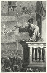 An imam reading from the Koran (engraving) بواسطة فريدريك ثيودور ليكس