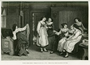 الزي الألزاسي القديم. نقش من قبل Lix ، بعد لوحة Present de Noces لبابست ، لتوضيح القصة من خلال الألزاس واللورين ، بواسطة تشارلز جراد ، المستودع الألماني ، في عام 1885 ، في جولة العالم 1887 ، تحت إشراف إدوارد شارتون (1807) بواسطة فريدريك ثيودور ليكس