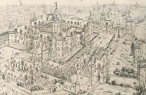 متحف اللوفر في باريس في زمن شارل الخامس ، وايز (القرن الرابع عشر) ، رسمه فريدريك دي كلاراك (1777-1847) ، فرنسا بواسطة فريدريك دي كلارك