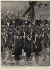 حفظ الله الملك ، اللورد روبرتس يحيي النشيد الوطني بعد الإعلان في قصر سانت جيمس بواسطة فريدريك دي هاينين