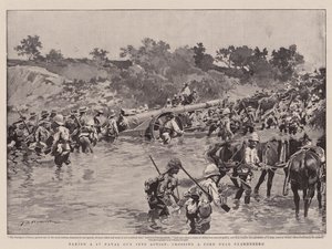 أخذ 4.7 Naval Gun إلى العمل ، لعبور فورد بالقرب من Paardeberg