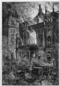 حريق Opera Wiener Ringtheater في فيينا (النمسا) في 5 ديسمبر 1881. نقش بواسطة De Haenen في "" Le Monde Illustré "رقم 1291 بتاريخ 24 ديسمبر 1881.