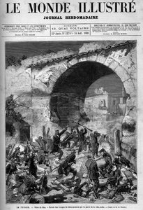 تونس ، يوليو 1881: استولت القوات الفرنسية على مدينة ستاكس بعد ثورة السكان ضد الحماية الفرنسية في تونس. نقش دي هاينين. واحد من "العالم المصور" رقم 1270 بتاريخ 30 يوليو