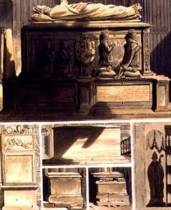 مقابر من كنيسة إدوارد المعترف بها ، اللوحة L من "Westminster Abbey" ، نقش بواسطة حانة J. Bluck (fl.1791-1831). بواسطة رودولف أكرمان (1764-1834) 1812 (أكواتينت) بواسطة فريدريك (بعد) ماكنزي