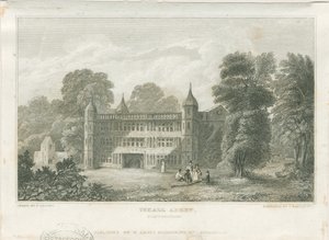 Tixall Hall - Gatehouse: engraving، nd [c 1830] (طباعة) بواسطة فريدريك كالفيرت